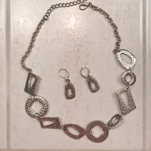 Silver necklace and earrings